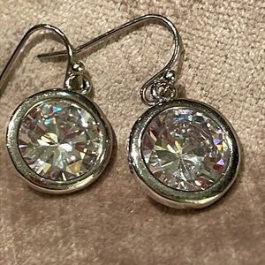 White Crystal Solitaire Earrings